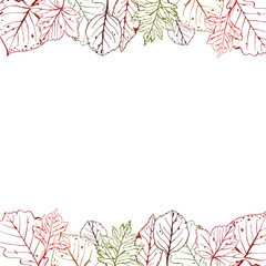 Obraz premium Vector illustration of autumn with space for text. Hand drawn. Seasonal illustration with leafs.