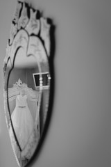 wedding dress in mirror