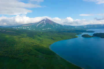 Naklejka na ściany i meble Qiandao Lake，Viewing the Earth from the air, aerial photography, aerial pictures, Kamchatka Peninsula, volcanic landscape, Russian National Park, World Natural Heritage, Wild Nature