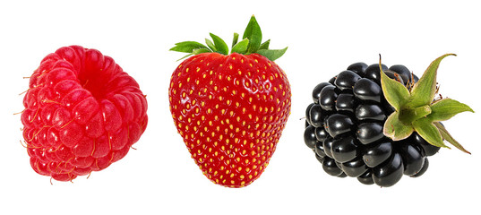 Fresh berries isolated on white background with clipping path