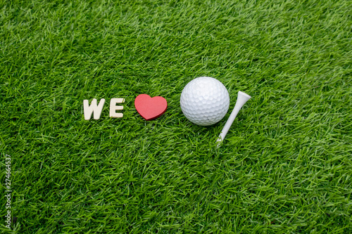 We Love Golf Ball And Pin Tee On Green Grass Wall Mural Wallpaper Murals Thaninee