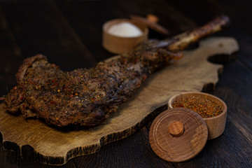 Baked goat leg with spices