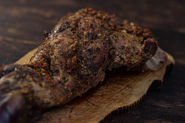 Baked goat leg with spices
