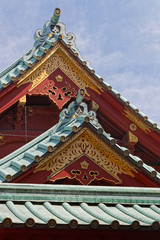 Naklejka premium Kanda Myojin temple architectural detail, Akihabara district, Tokyo