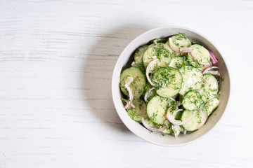 Cucumber and red onion salad