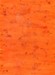 Abstract Bright Spotted Hand-Drawn Watercolor Orange, Red and Brown Background. Aquarelle Texture of Wet Paints and Blobs.