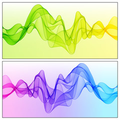 Two Design Elements Gradient Wave Lines for Business Presentation, Publications, Blank, Template, Cover.