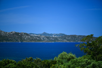 Fototapeta na wymiar Blue and green landscape in Corsica