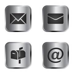 Elegant silver and black mail icon set