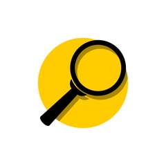 Loupe icon, Magnifier in flat style logo