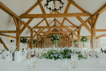 wedding setting in a barn