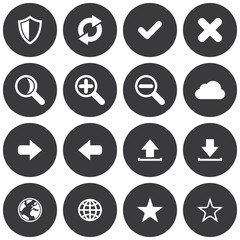 Flat round web application icon set