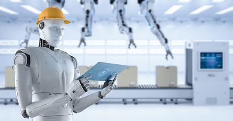 Engineer robot with tablet