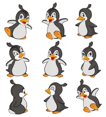 Foto op Plexiglas Vector Set Illustration of a Cute Cartoon Character Penguin for you Design and Computer Game © liusa