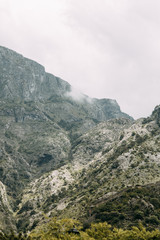 Fototapeta premium Panoramic views of the mountains in Europe. Mountains and rocks in the Bay of Kotor, Montenegro.