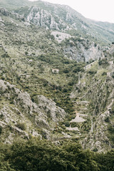 Fototapeta na wymiar Panoramic views of the mountains in Europe. Mountains and rocks in the Bay of Kotor, Montenegro.