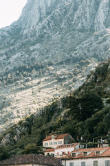 Fototapeta premium Panoramic views of the mountains in Europe. Mountains and rocks in the Bay of Kotor, Montenegro.