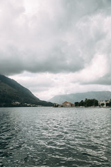  Nature and sea in Europe. Morning and evening in the Bay of Kotor, Montenegro.