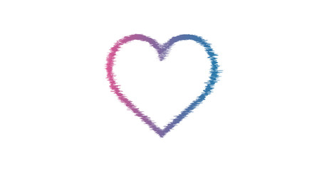 Heart icon, concept of love isolated on white, glitch effect