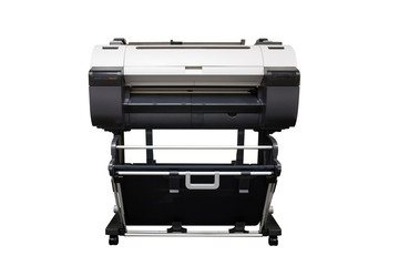 Isolated large format inkjet printer on white background