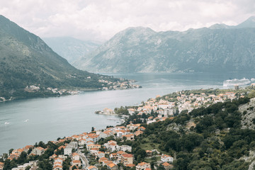  Montenegro attractions. Panorama of the Bay of Kotor and the old town.