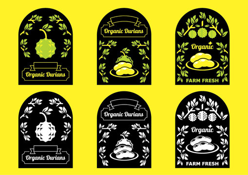 organic durian labels with leaf