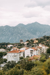 Fototapeta na wymiar Sights of Montenegro and streets. Panorama of the Bay of Kotor and the old town.