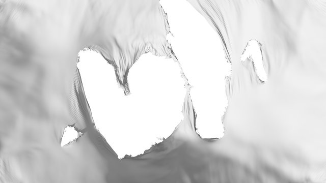 Ragged White color flag, white background, 3d rendering