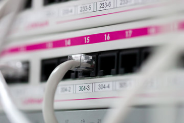 communication panel with ethernet wired. lan connection. business network.