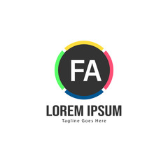 Initial FA logo template with modern frame. Minimalist FA letter logo vector illustration