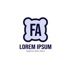 Initial FA logo template with modern frame. Minimalist FA letter logo vector illustration