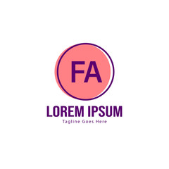 Initial FA logo template with modern frame. Minimalist FA letter logo vector illustration