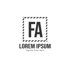 Fototapeta premium Initial FA logo template with modern frame. Minimalist FA letter logo vector illustration