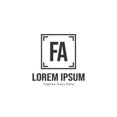 Initial FA logo template with modern frame. Minimalist FA letter logo vector illustration