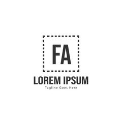 Initial FA logo template with modern frame. Minimalist FA letter logo vector illustration