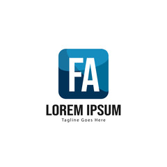 Initial FA logo template with modern frame. Minimalist FA letter logo vector illustration