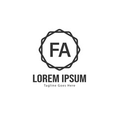 Initial FA logo template with modern frame. Minimalist FA letter logo vector illustration