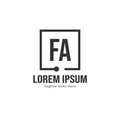 Initial FA logo template with modern frame. Minimalist FA letter logo vector illustration