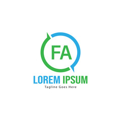 Initial FA logo template with modern frame. Minimalist FA letter logo vector illustration