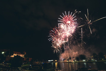 Fireworks show, Krakow, night