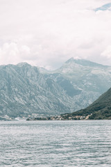  Streets and sights of the old town. Panorama of the city of Perast in Montenegro.