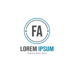 Initial FA logo template with modern frame. Minimalist FA letter logo vector illustration