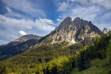 Obraz premium The beautiful Aigüestortes i Estany de Sant Maurici National Park of the Spanish Pyrenees mountain in Catalonia