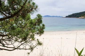 landscape of the beach with sea and sand, galicia