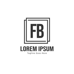 Initial FB logo template with modern frame. Minimalist FB letter logo vector illustration