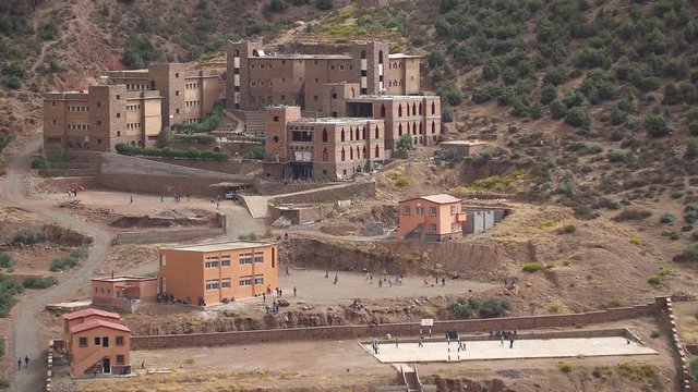 School Kids Playing Soccer In Atlas Mountains