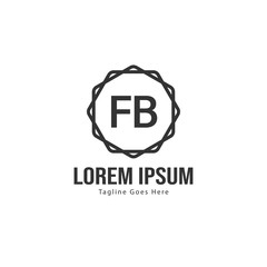 Initial FB logo template with modern frame. Minimalist FB letter logo vector illustration