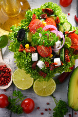 Composition with vegetable salad bowl