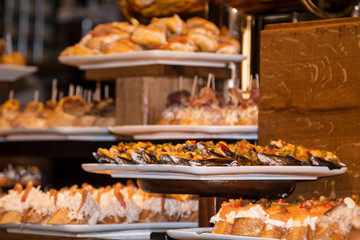 delicious pintxos in a bar in Donostia-San Sebastian, Basque Country