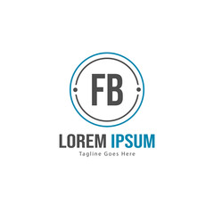 Initial FB logo template with modern frame. Minimalist FB letter logo vector illustration